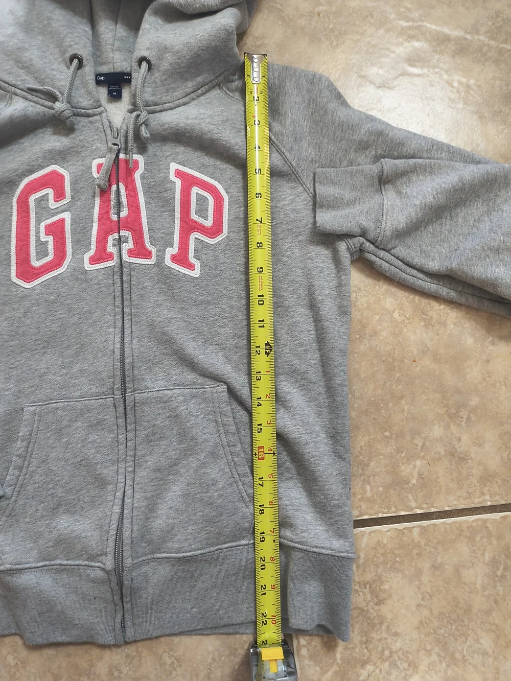 GAP Kids Light Gray Hoodie with Pink Logo